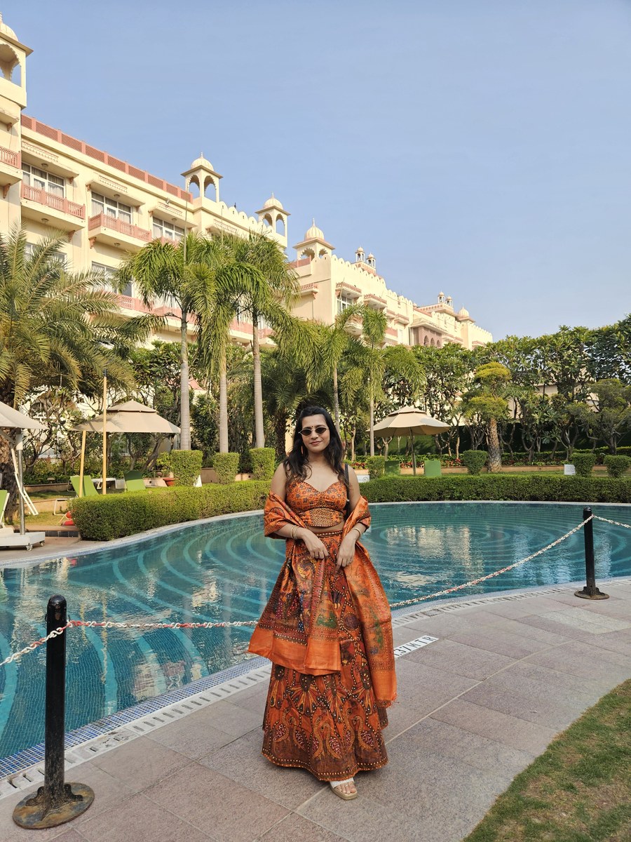 Orange Madhubani Lehenga