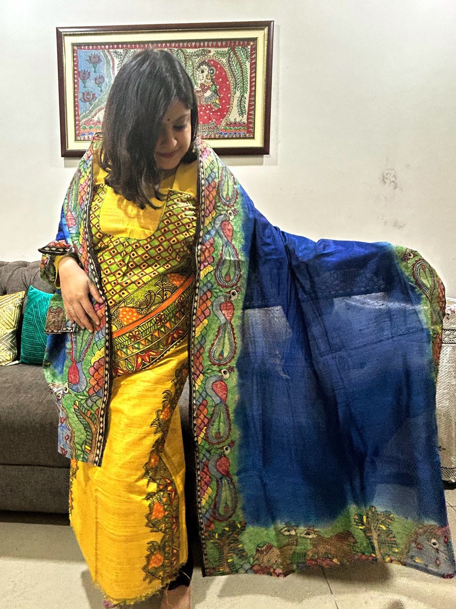 Palak Golden Yellow Kurta & Dupatta Set, alternate view