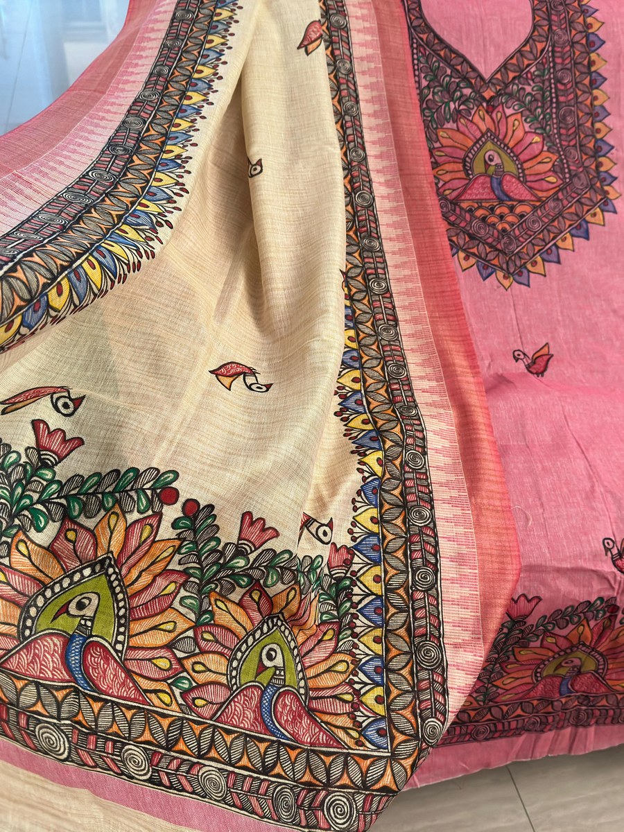 Richa Peach Suit — Peacock Motif