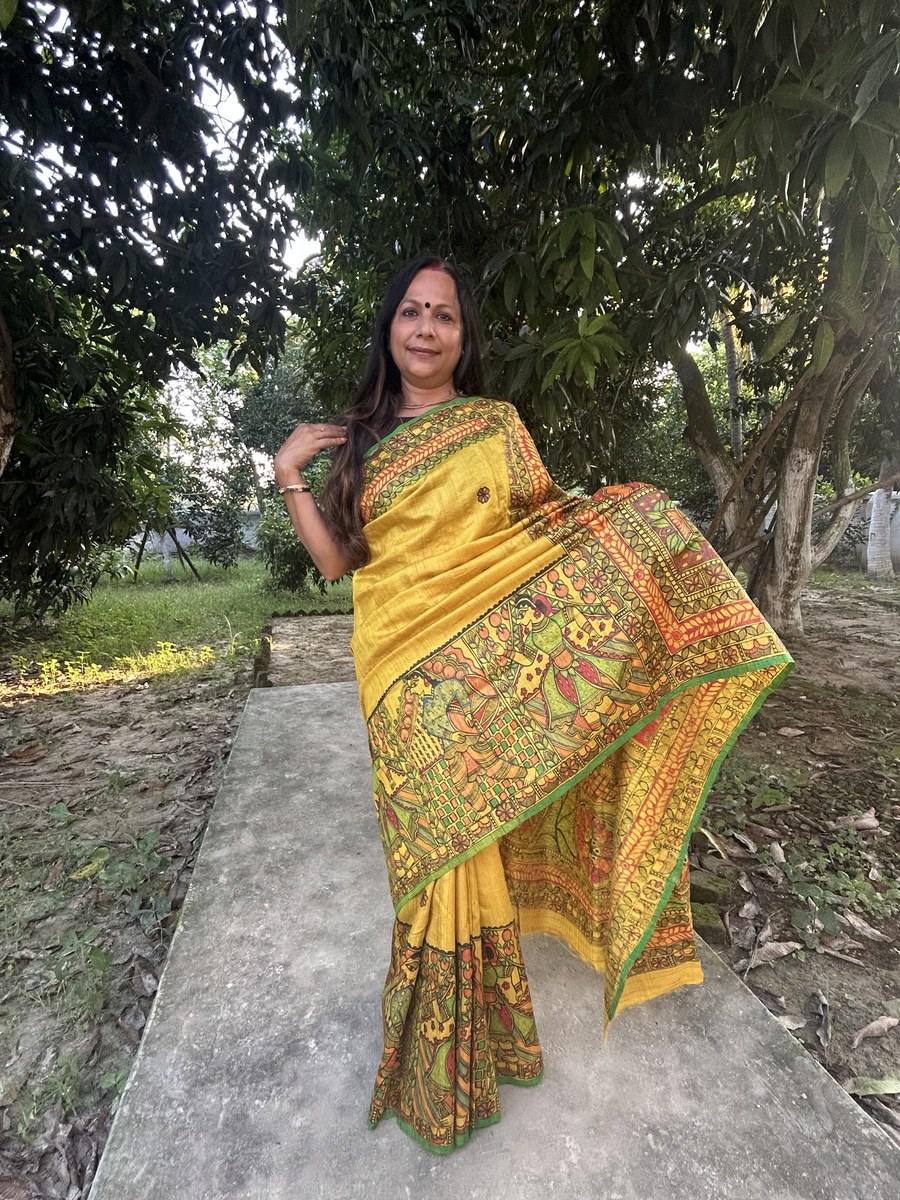 Yellow Ram Sita Swayamvar Saree, alternate view